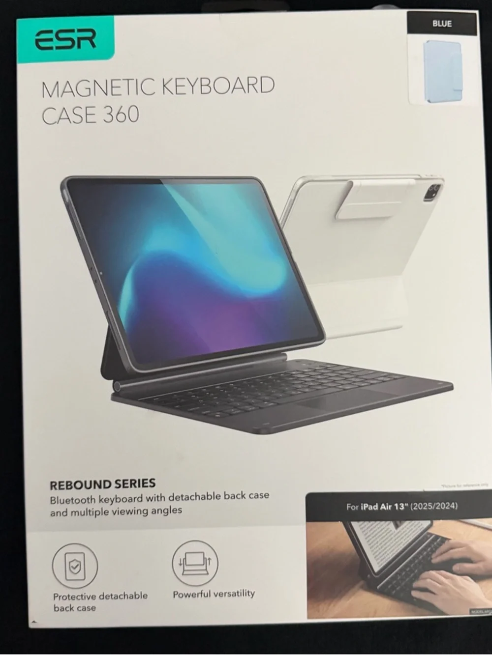 ESR Light Blue Bluetooth Keyboard with Detachable Case & Screen Protector